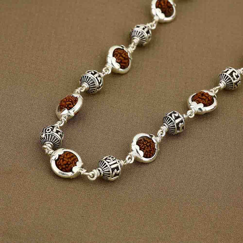 Sacred Rudraksha Silver Chain