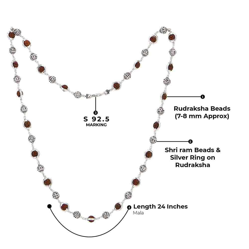 Sacred Rudraksha Silver Chain