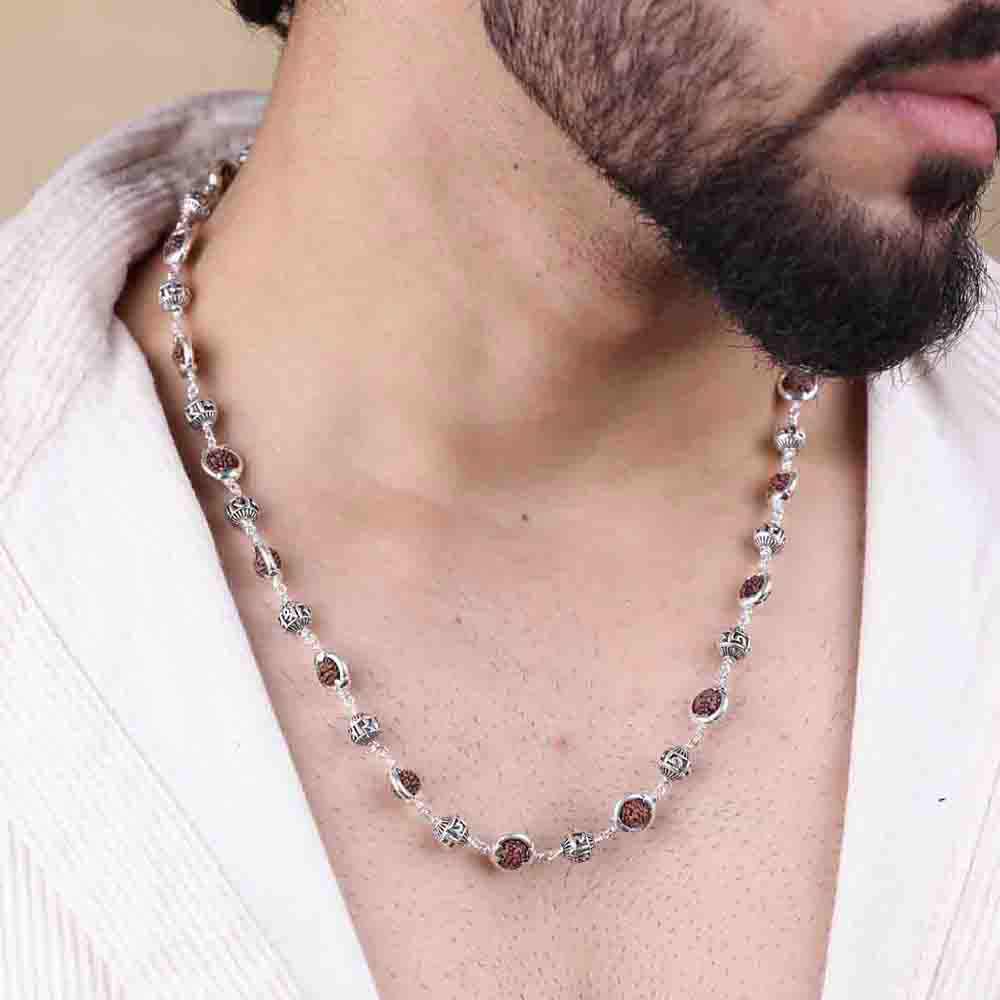 Sacred Rudraksha Silver Chain