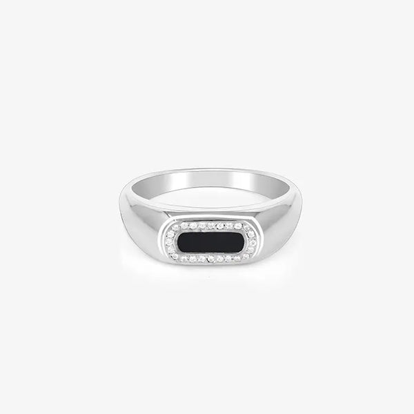 Black Enamel Men's Ring