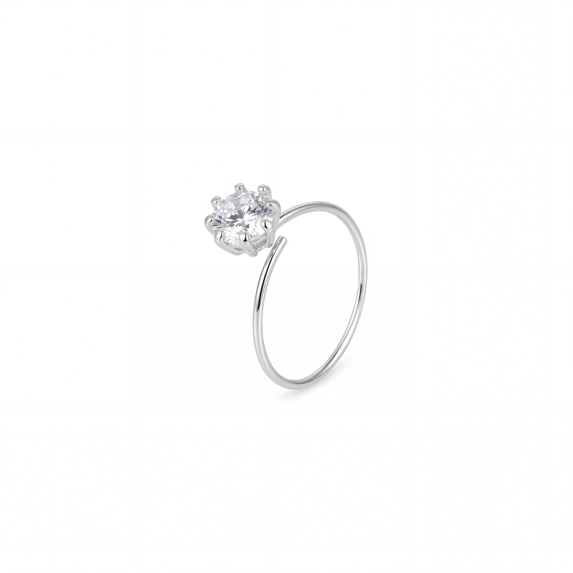 Classic Solitaire Zircon Helix Hoop