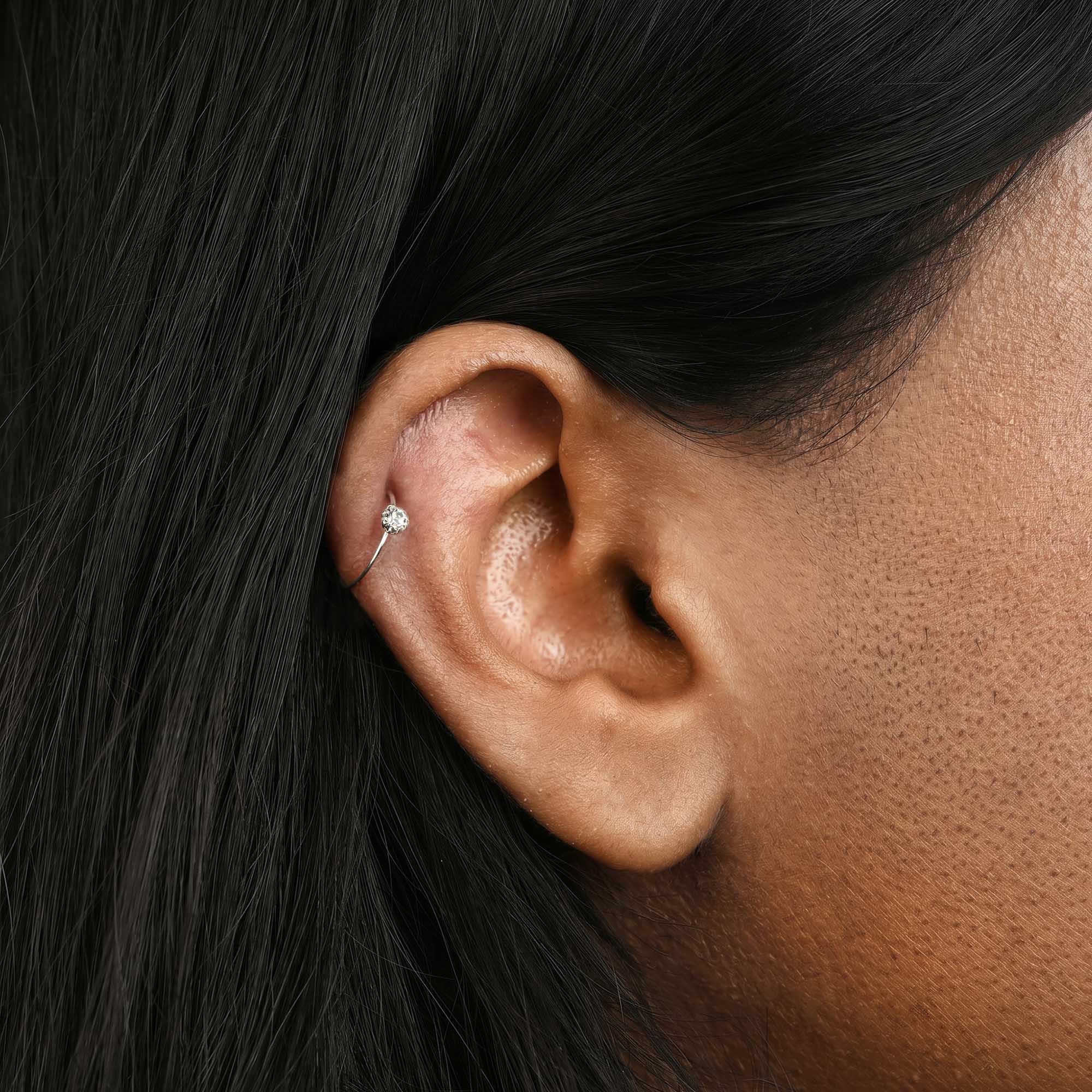 Classic Solitaire Zircon Helix Hoop