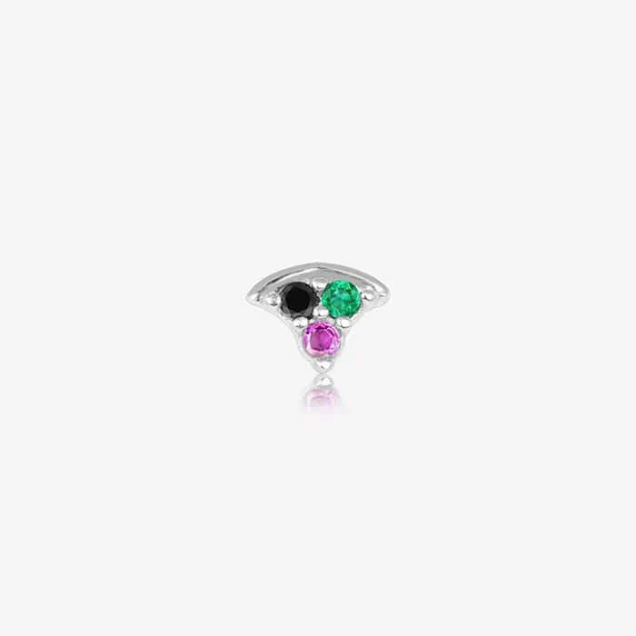 Tricolor Triangle Silver Nose Pin - Touch925