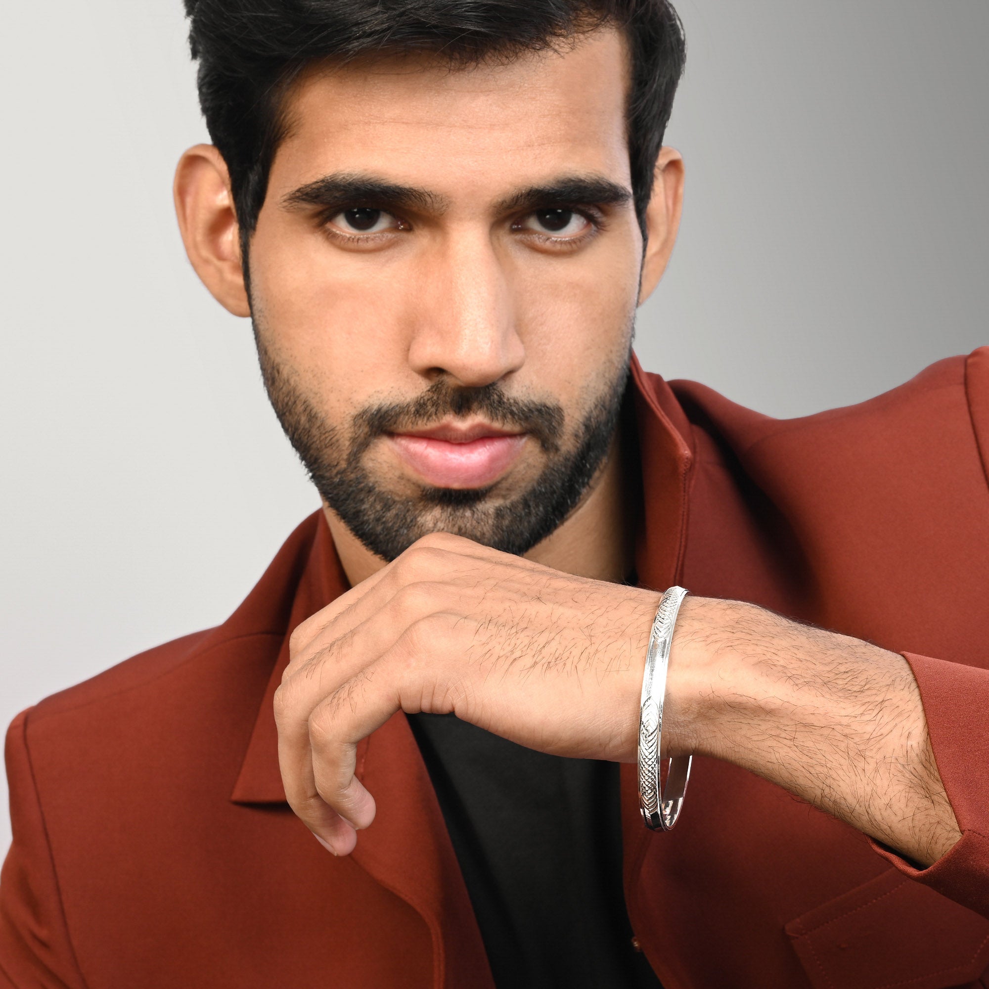 Silver Woven Engrave Kada