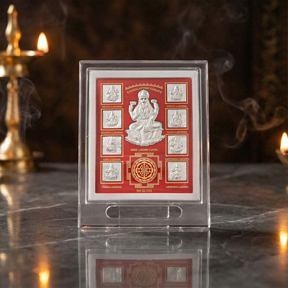 999 Silver Ashta Lakshmi Yantra Frame