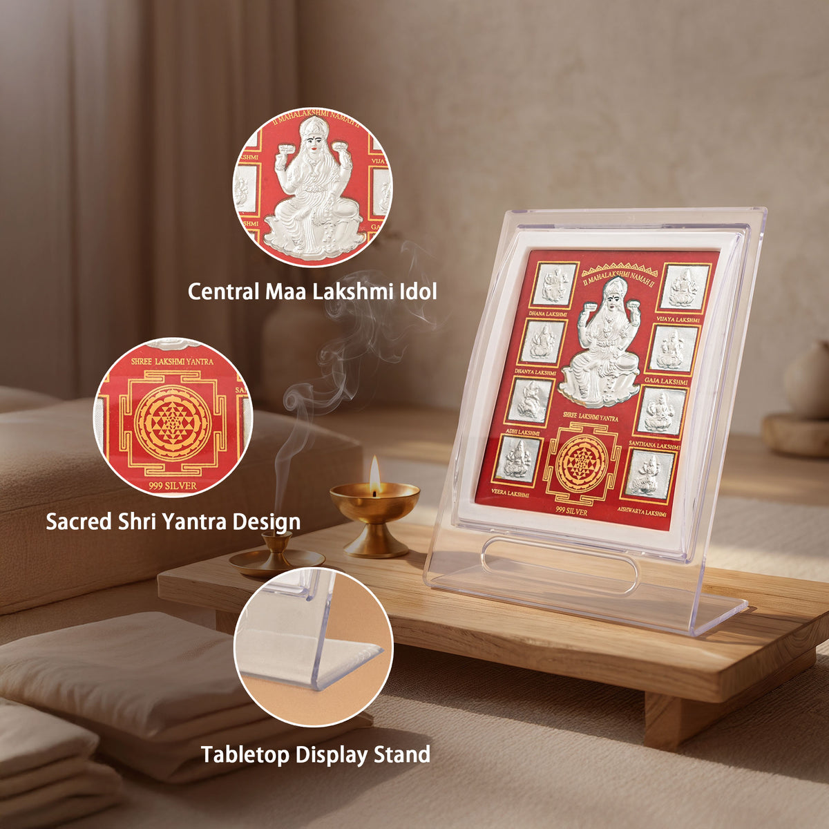 999 Silver Ashta Lakshmi Yantra Frame