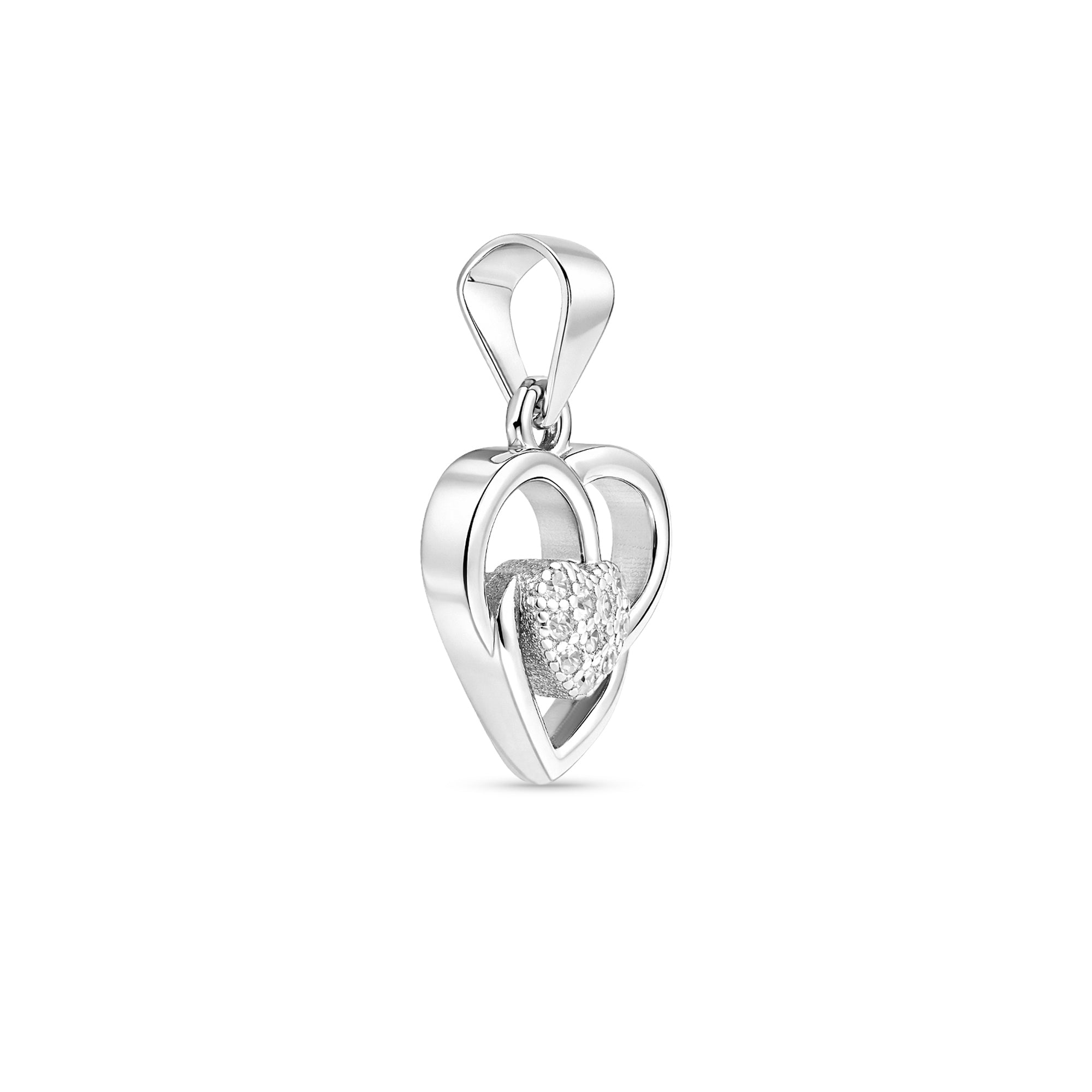 Interlocked Hearts Silver Pendant