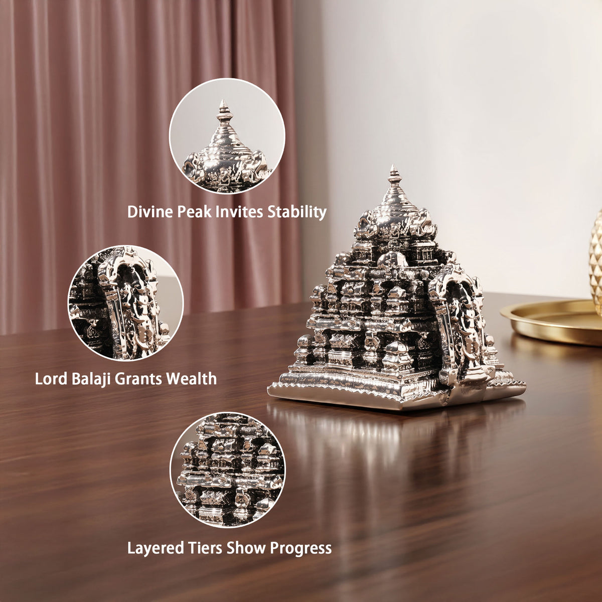 999 Silver Balaji Temple Miniature