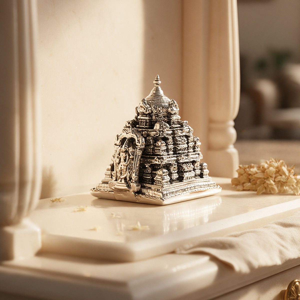 999 Silver Balaji Temple Miniature