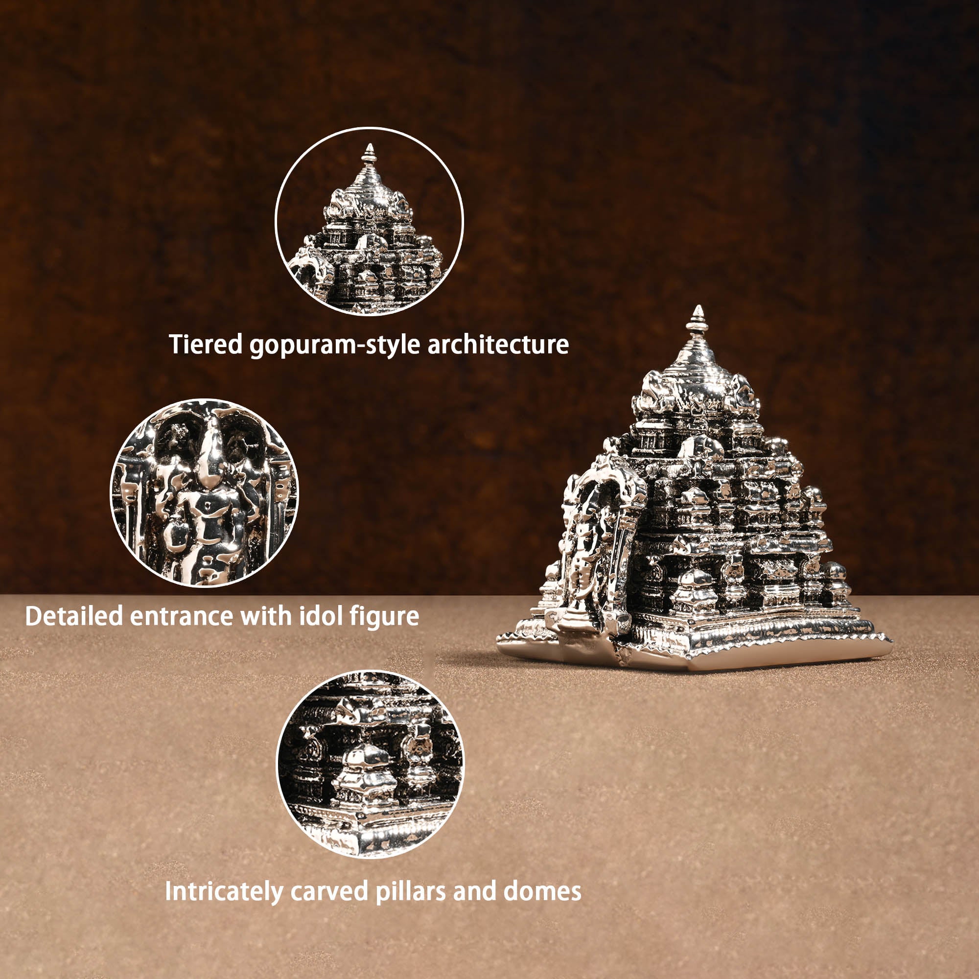 999 Silver Balaji Temple Miniature