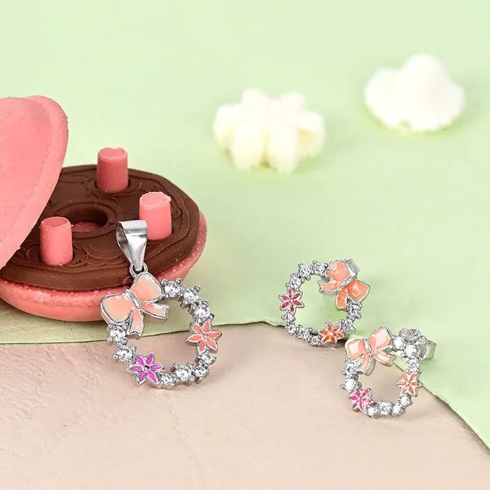 Flower Bow Pendant Set - Touch925