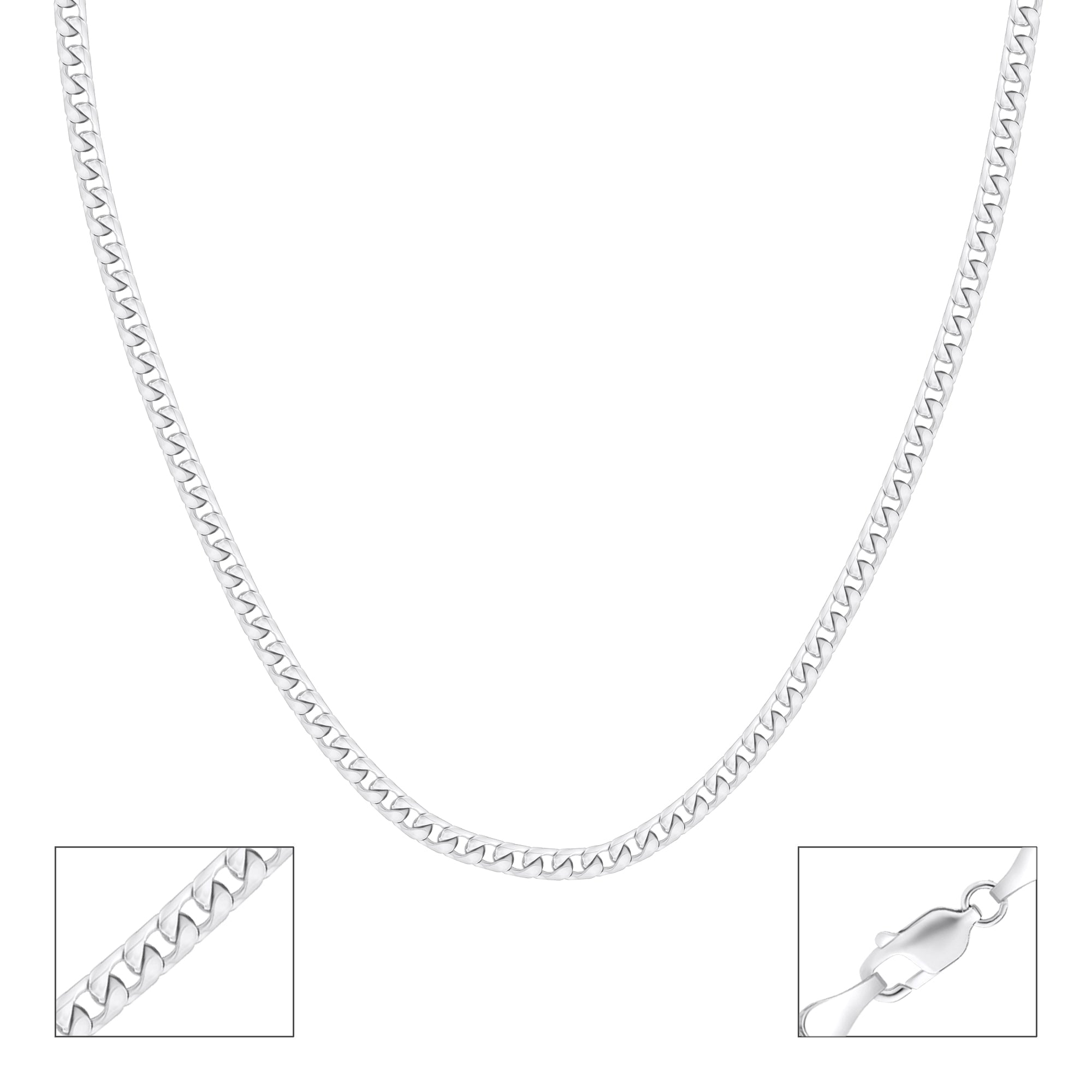 Sleek Flat Curb Silver Chain