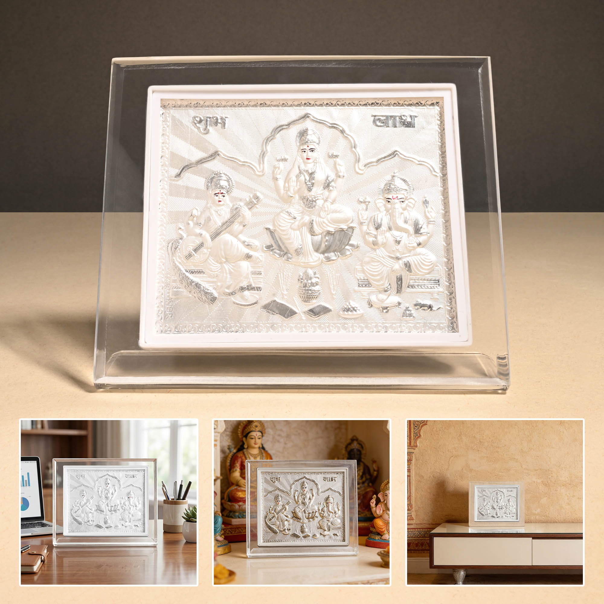 999 Silver Lakshmi Saraswati Ganesh Frame