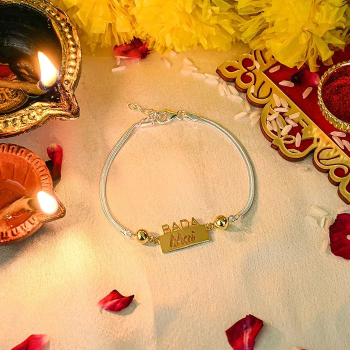 Gold Color Bada Bhai Rakhi - Touch925