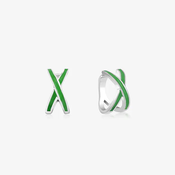 Green Criss Cross Earrings