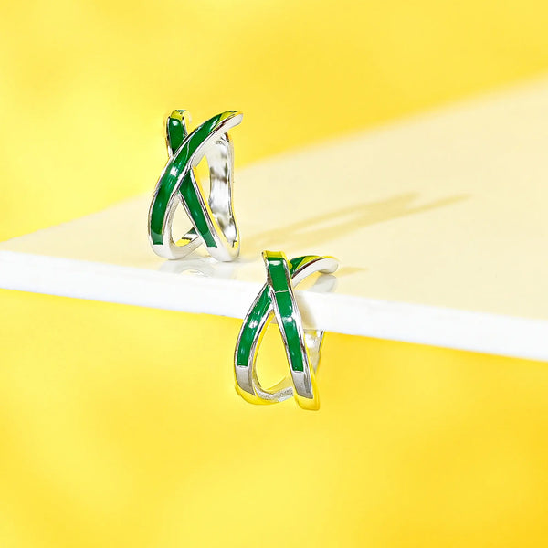 Green Criss Cross Earrings