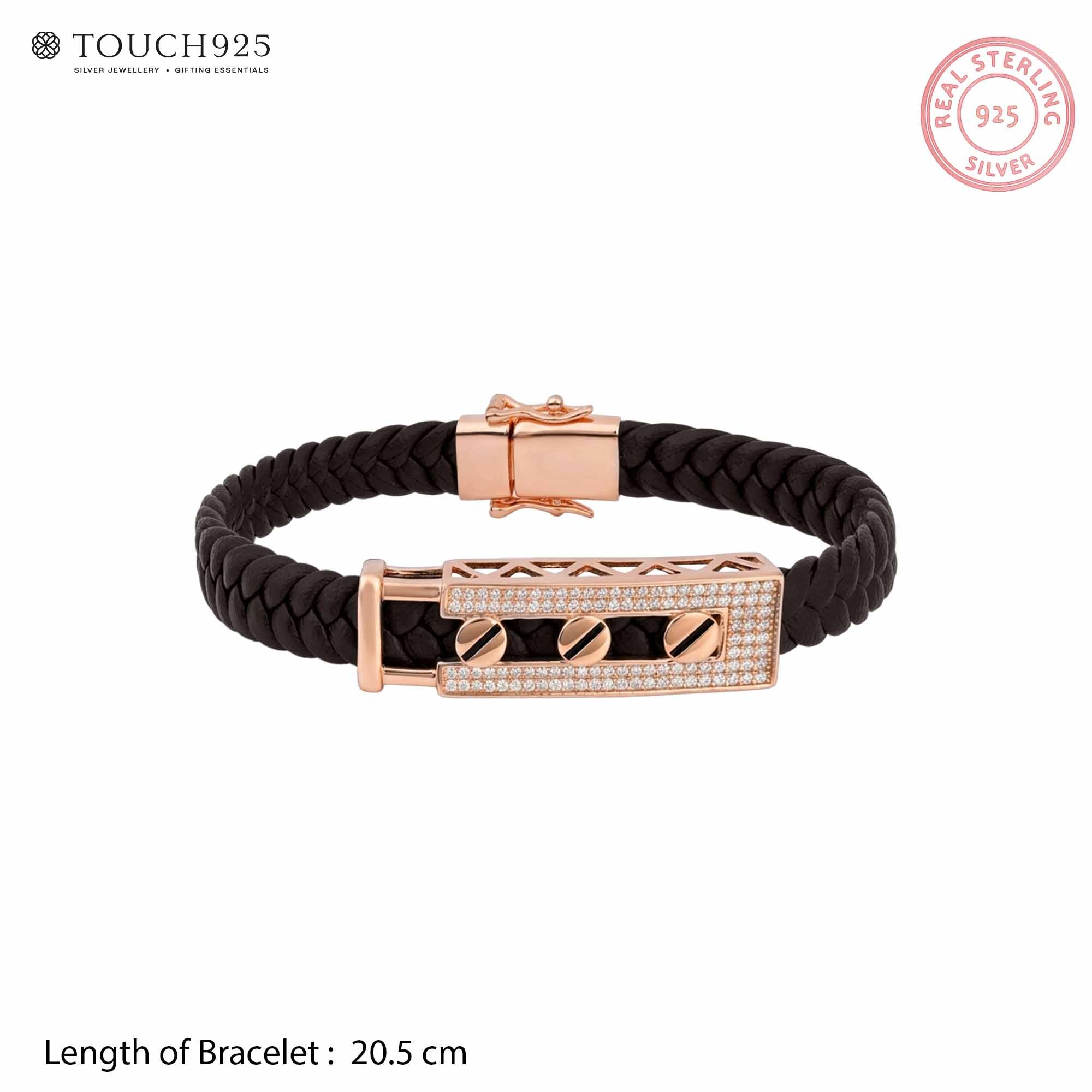 Rose Gold Braided Mens Kada