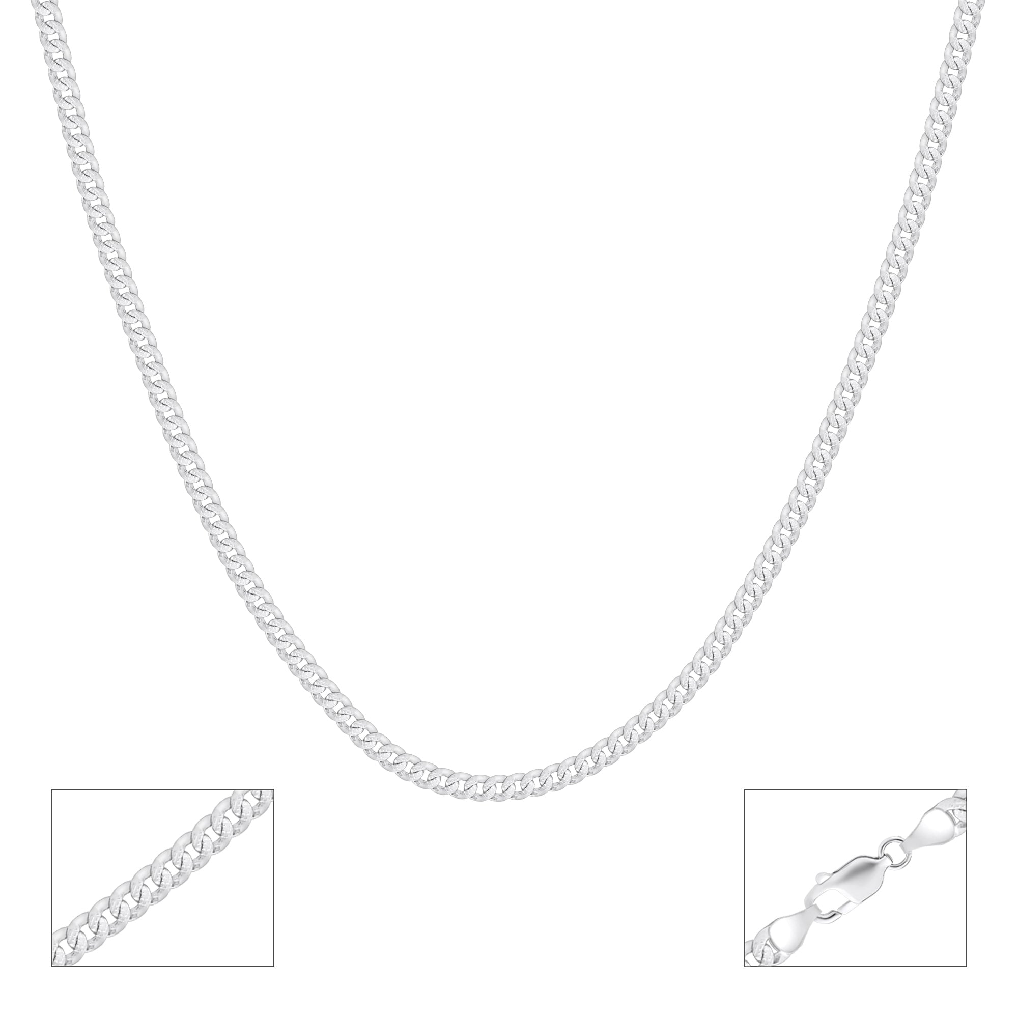 Diamond-Cut Curb Silver Chain