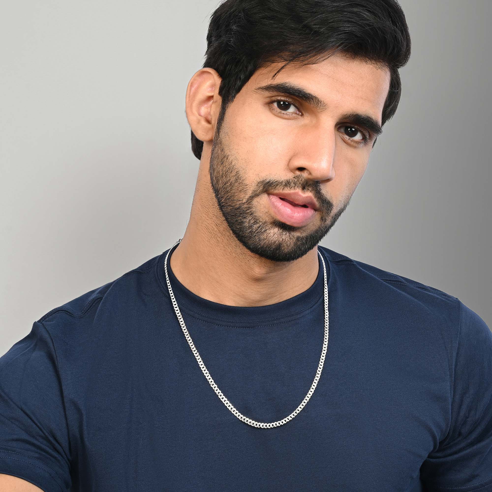 Diamond-Cut Curb Silver Chain