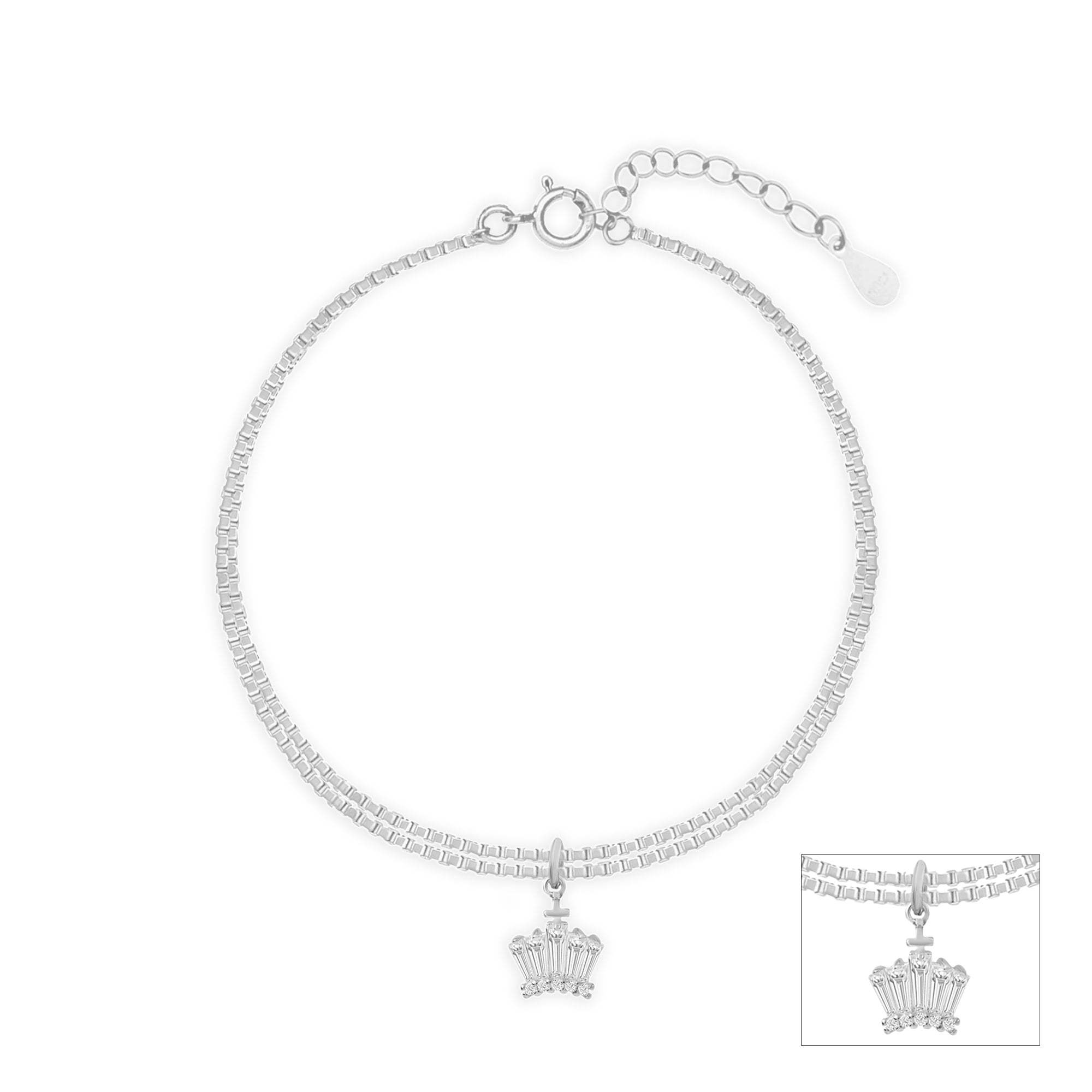 Crystal Flare Silver Anklet