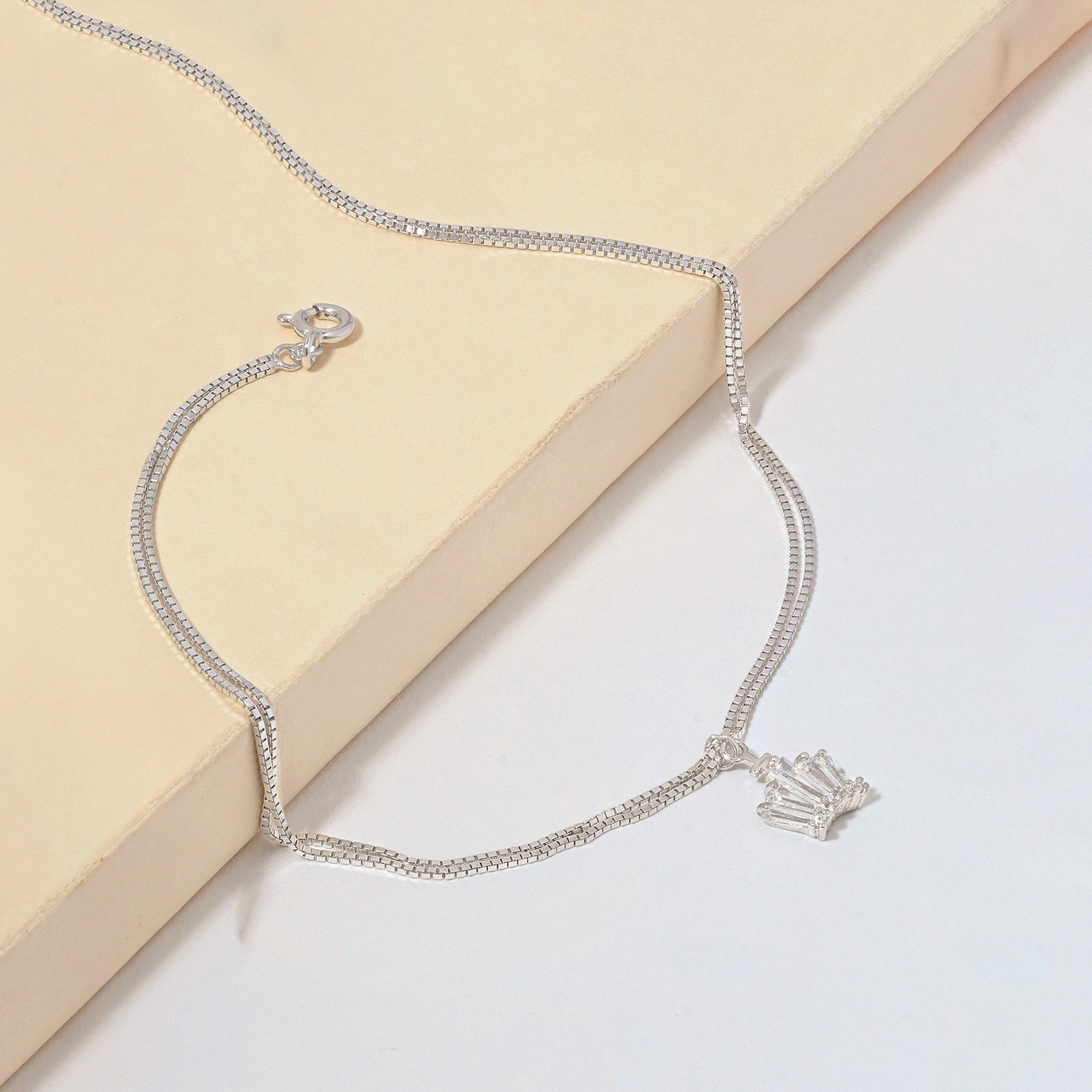 Crystal Flare Silver Anklet