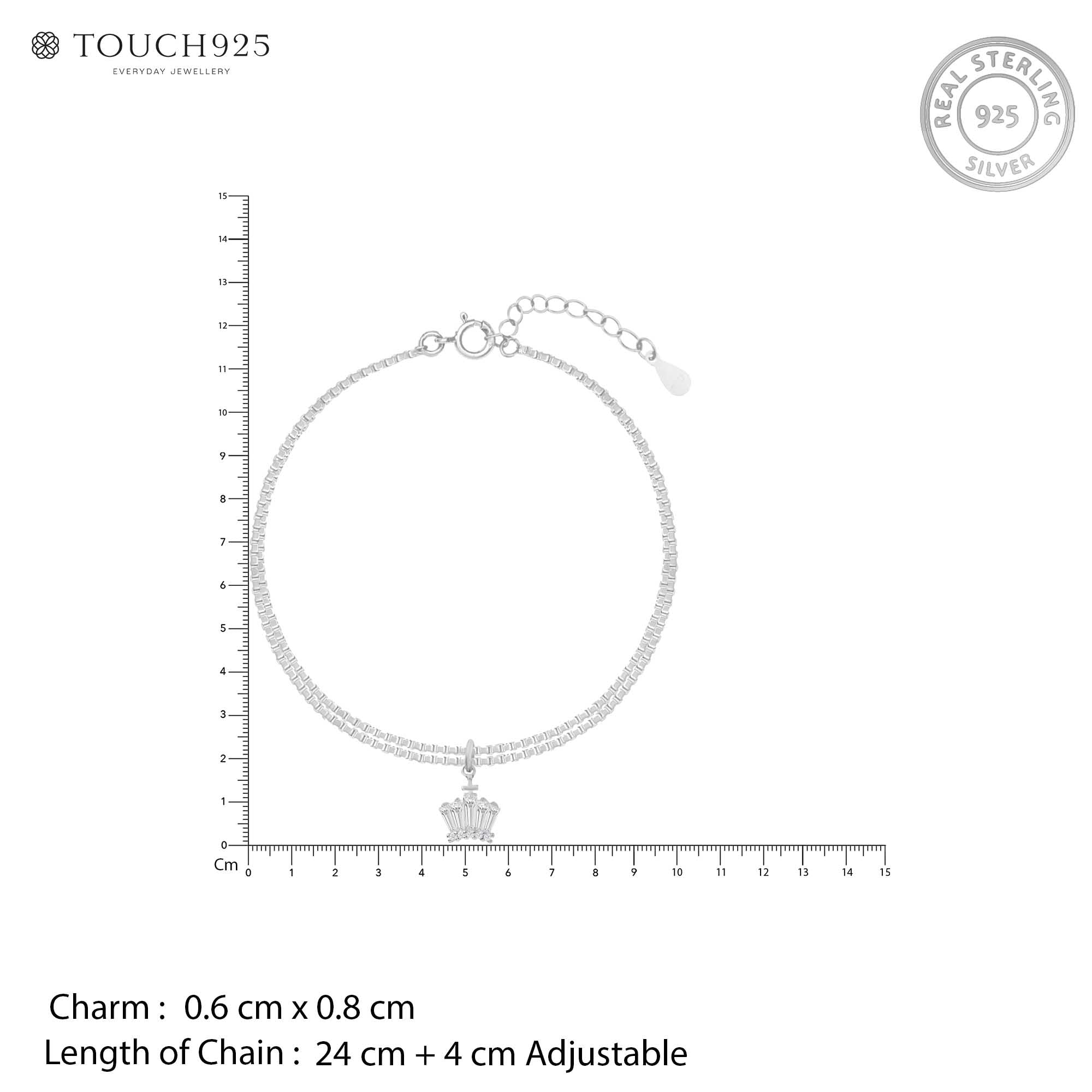 Crystal Flare Silver Anklet