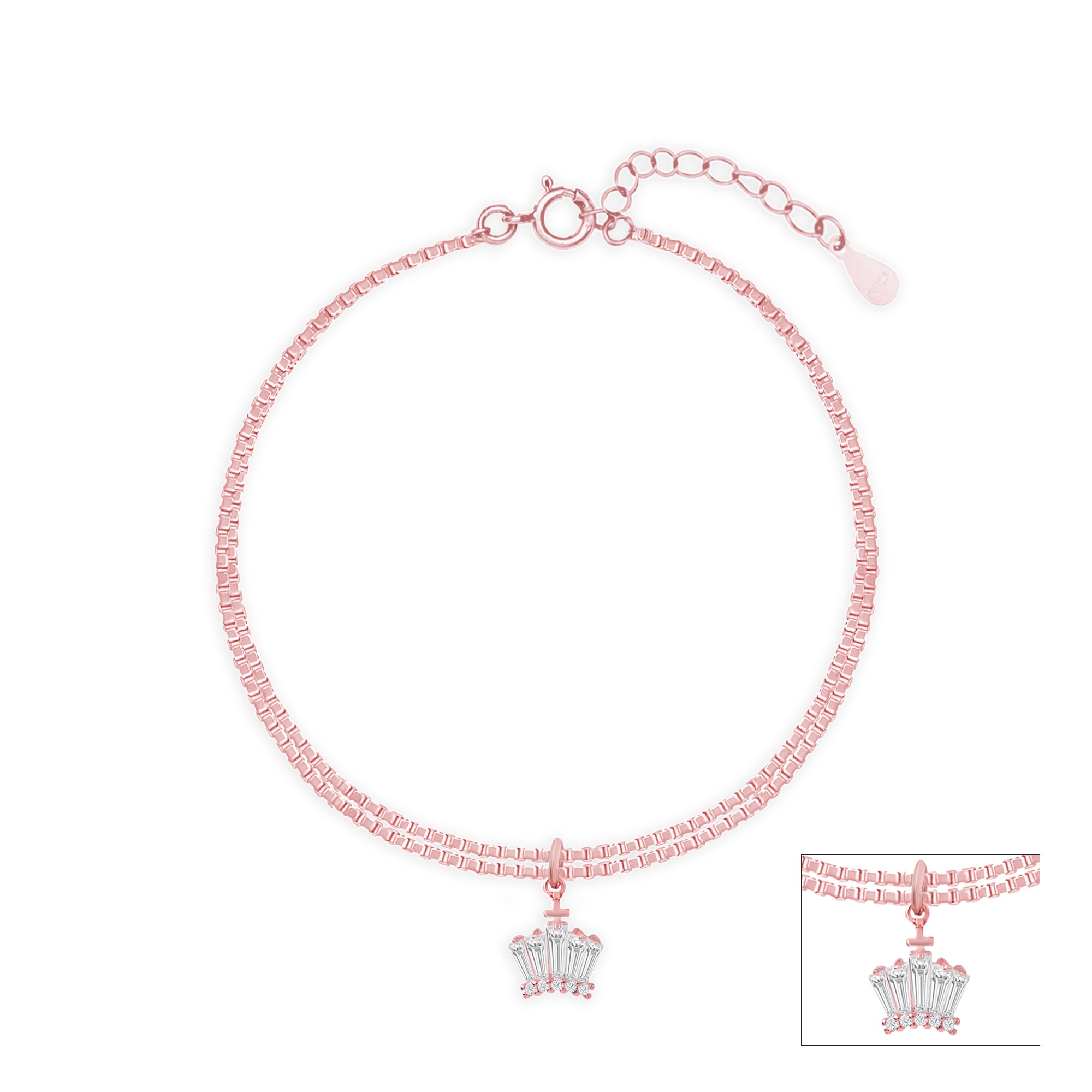 Crystal Flare Silver Anklet