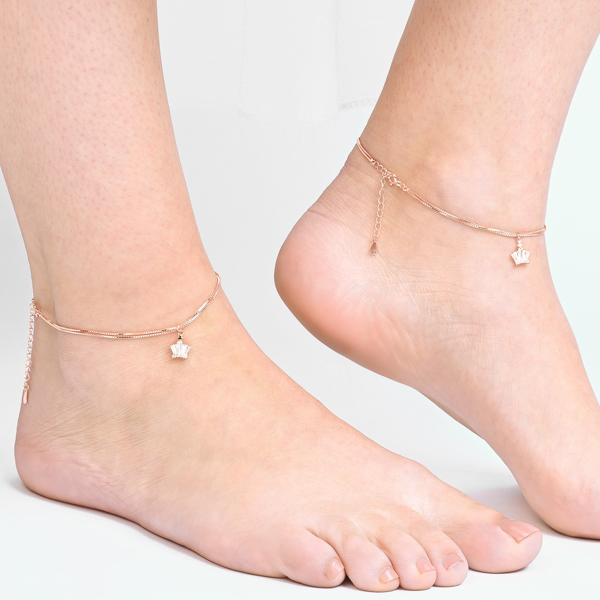 Crystal Flare Silver Anklet