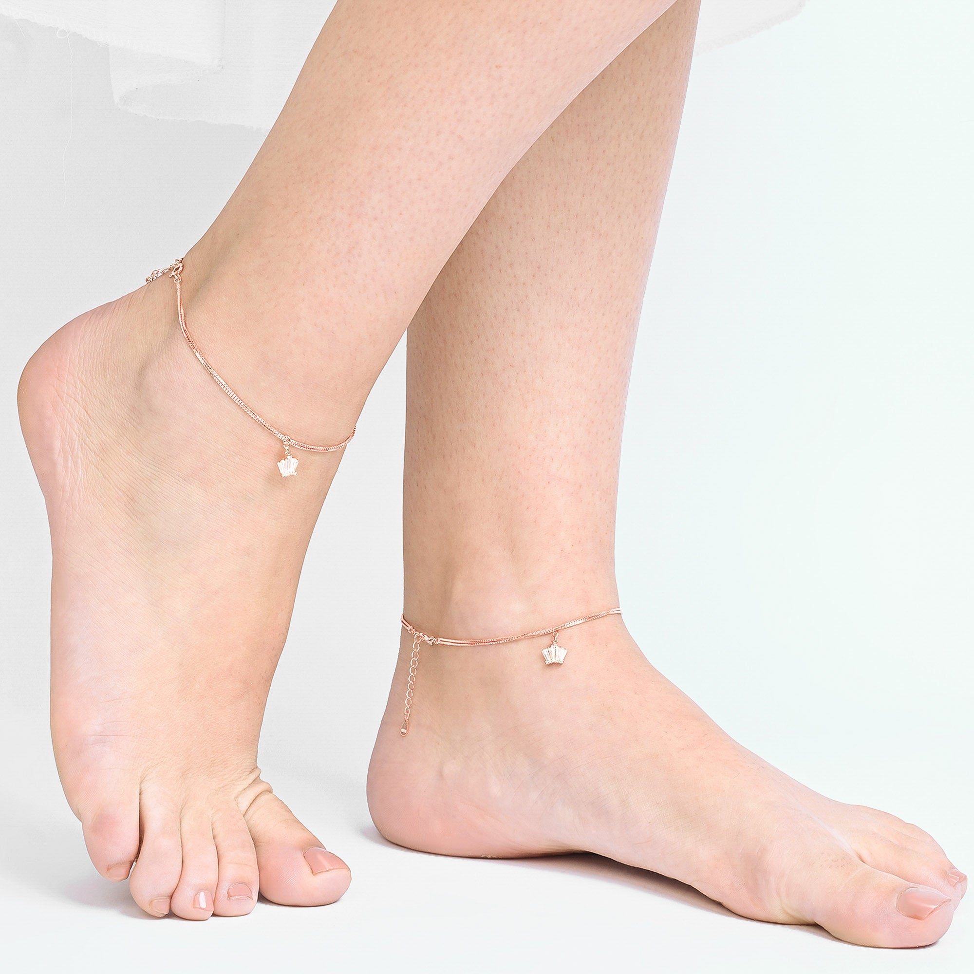 Crystal Flare Silver Anklet