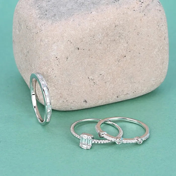 Silver Symphony Stack Rings - Touch925