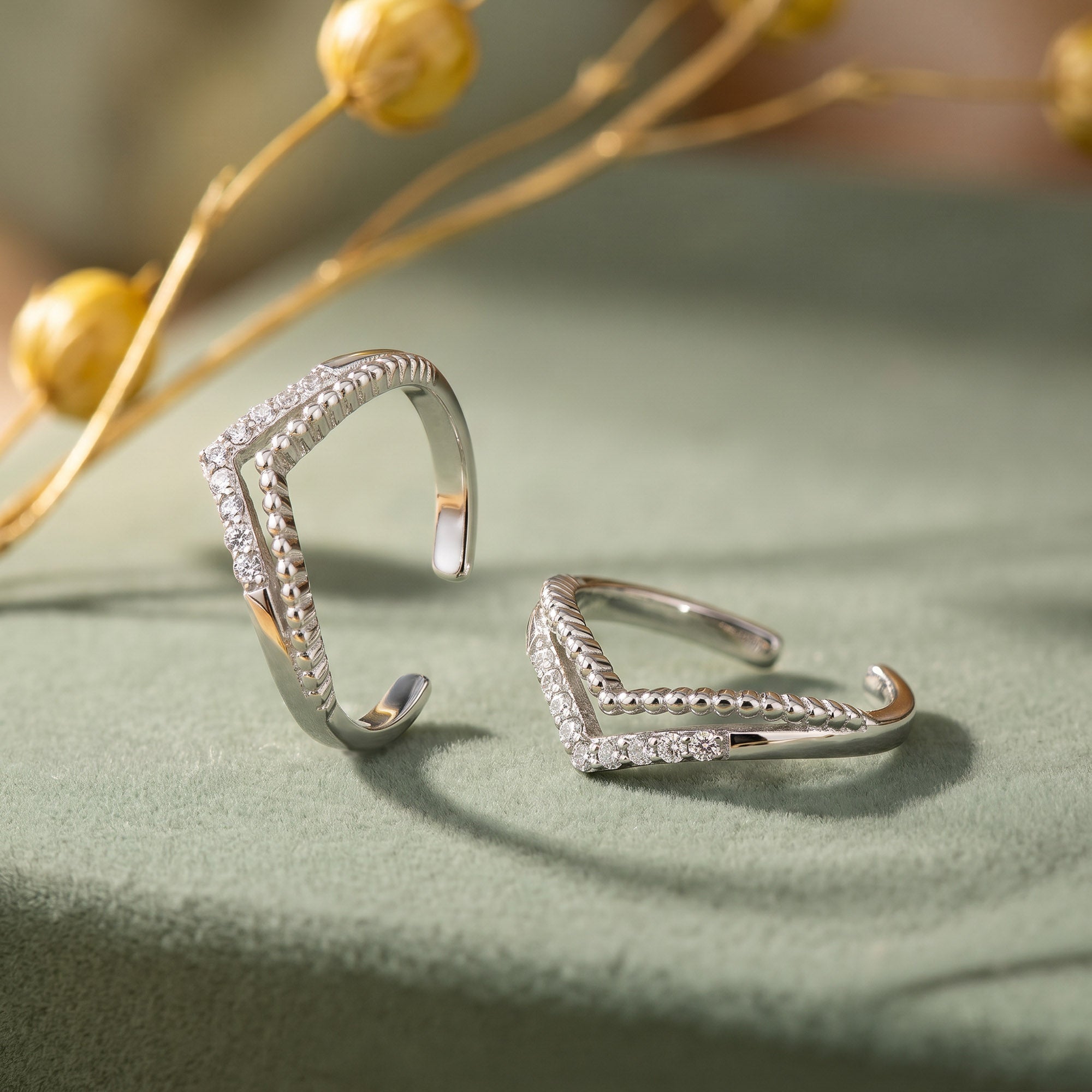 Beaded Wishbone Zircon Toe Ring