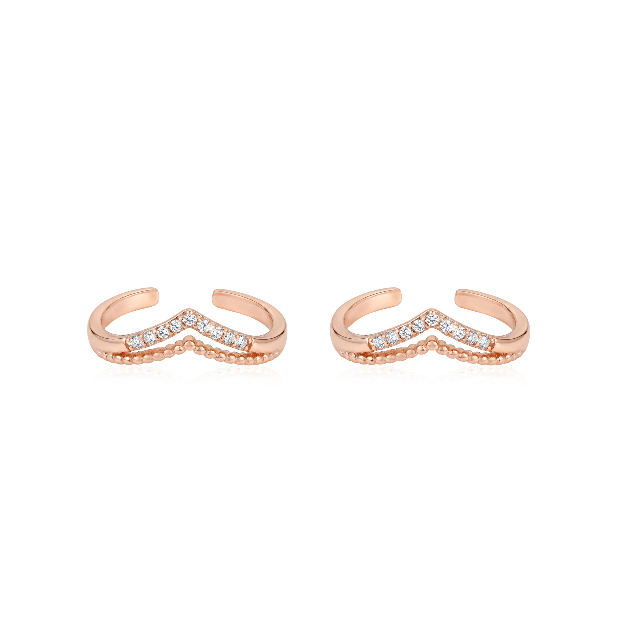 Beaded Wishbone Zircon Toe Ring