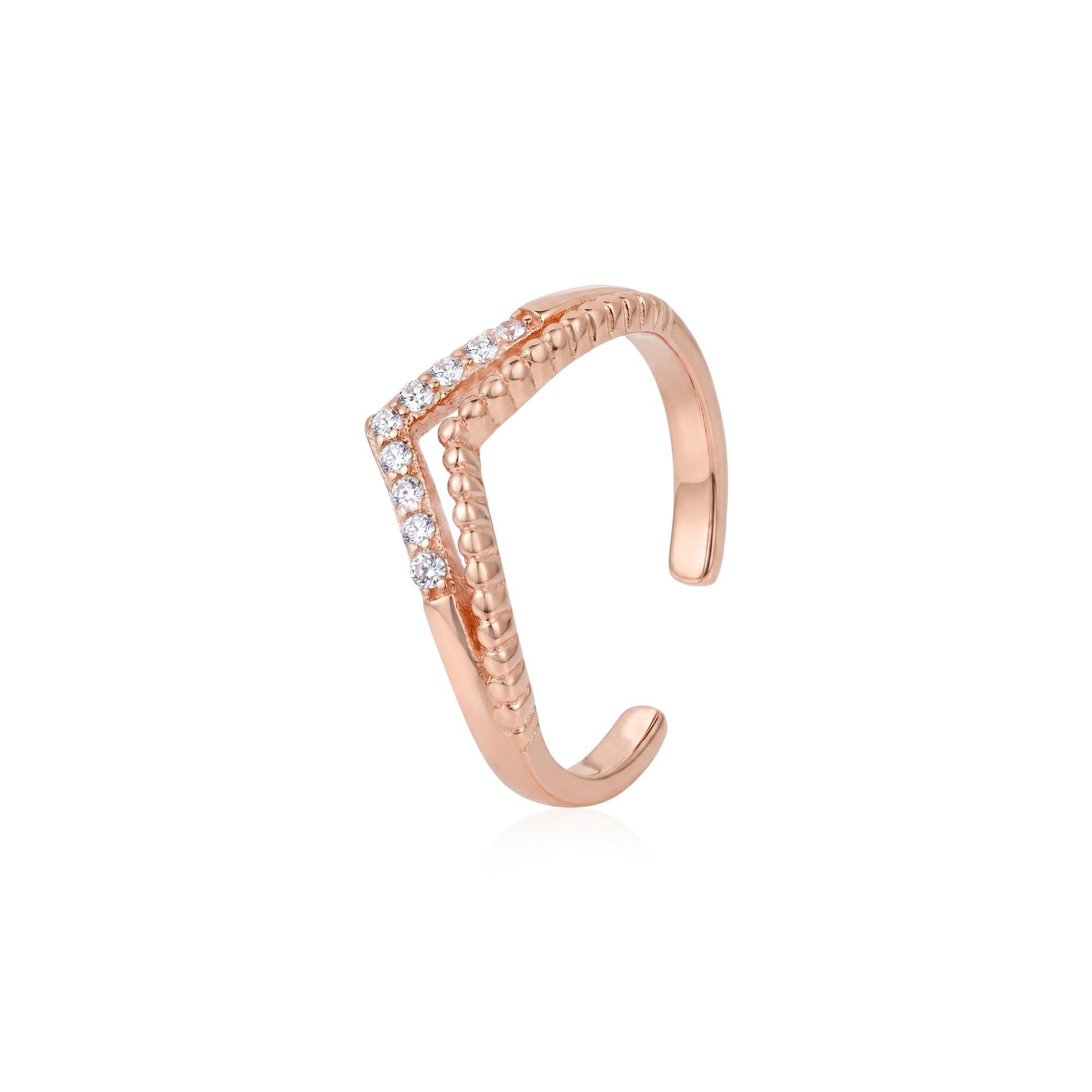 Beaded Wishbone Zircon Toe Ring