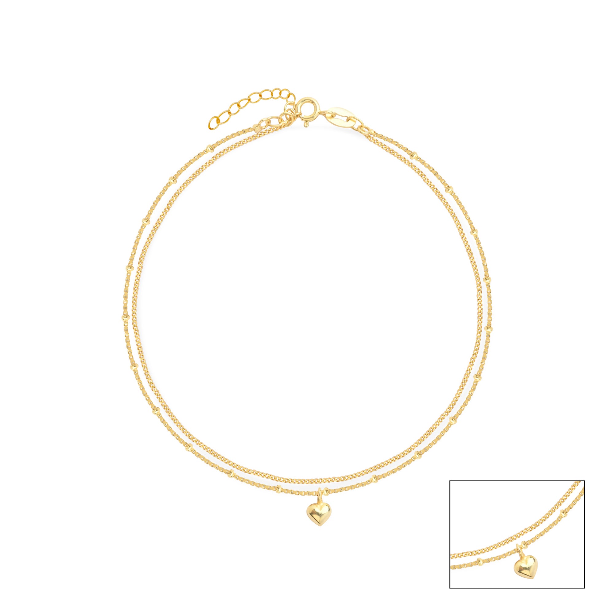 Dual Layer Heart Anklet
