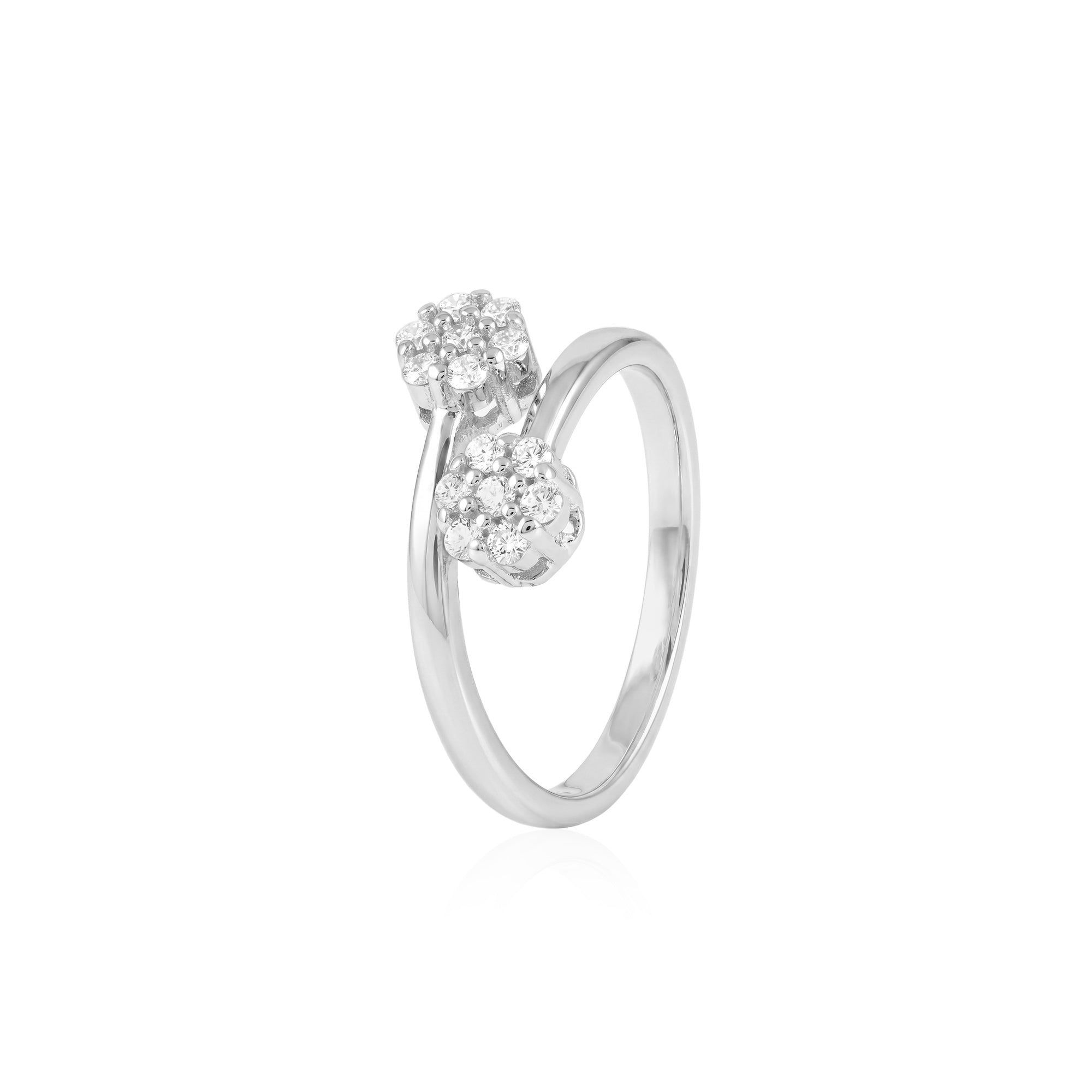 Twin Floral Cluster Open Toe Ring