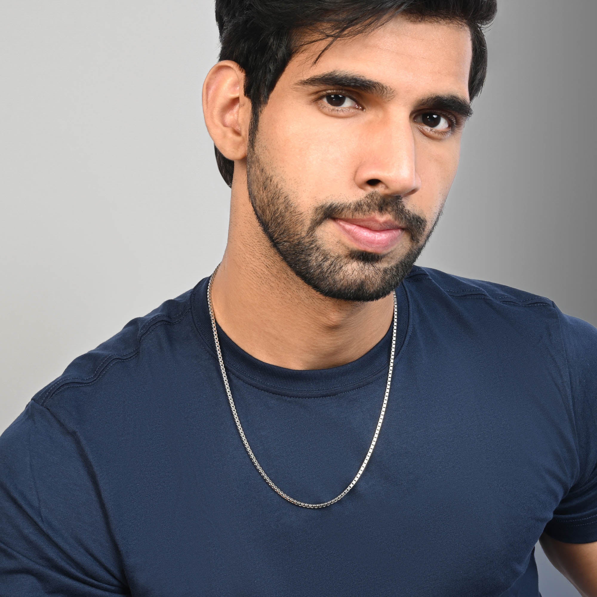 Textured Box Link Silver Chain