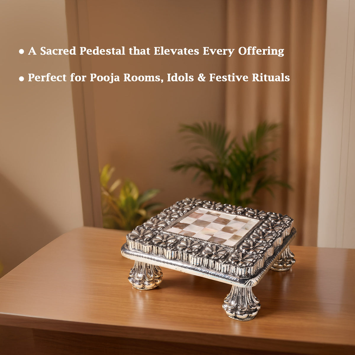 999 Silver Plated Pooja Chowki