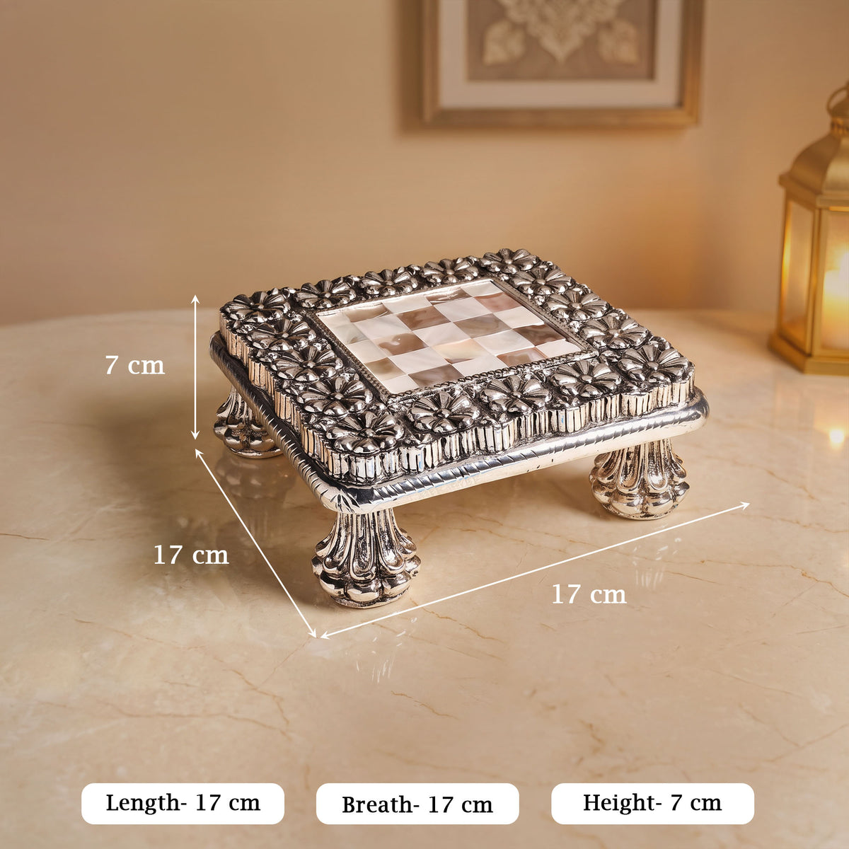 999 Silver Plated Pooja Chowki