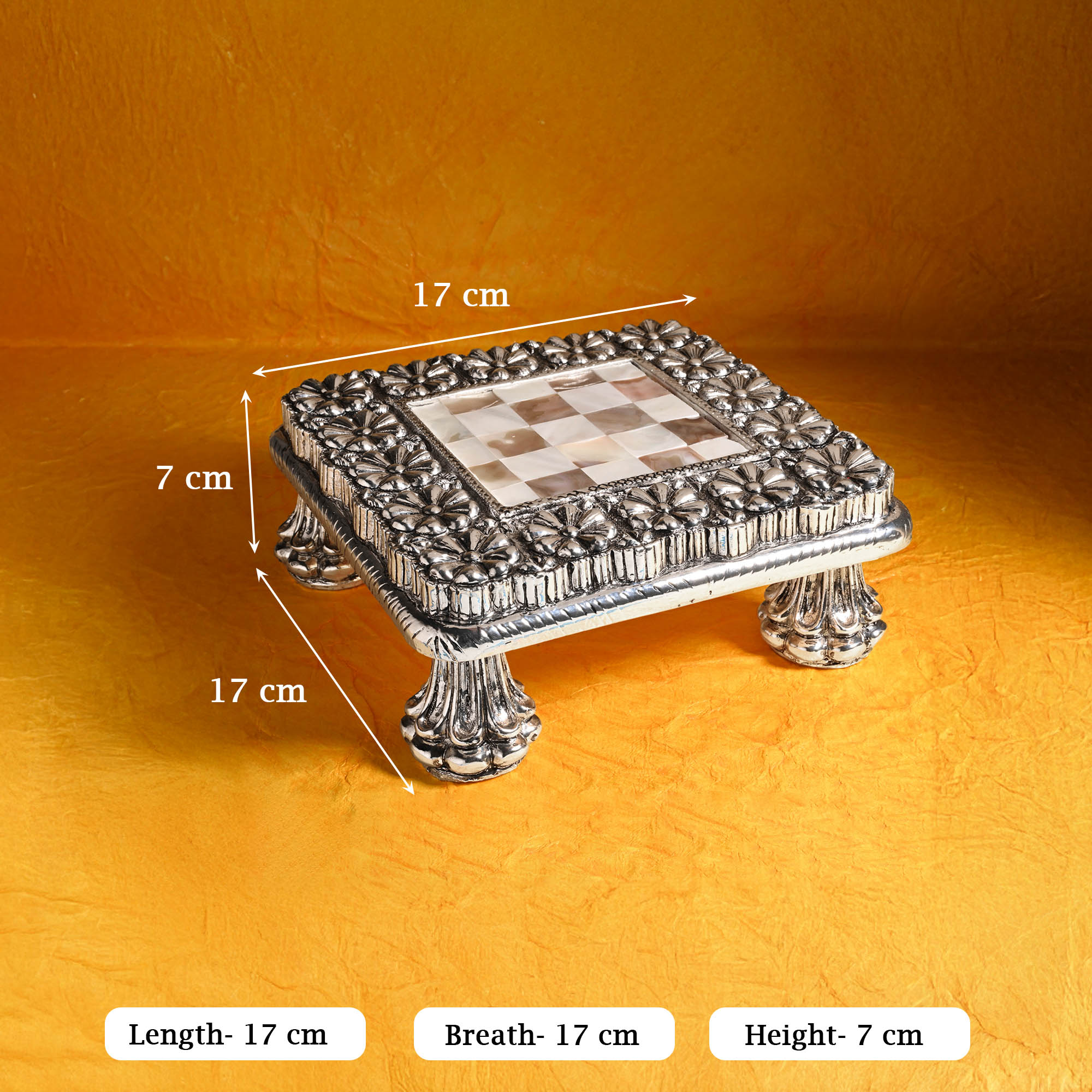 999 Silver Plated Pooja Chowki