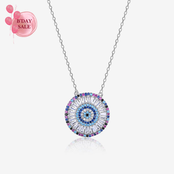 Blue Bloom Round Necklace - Touch925
