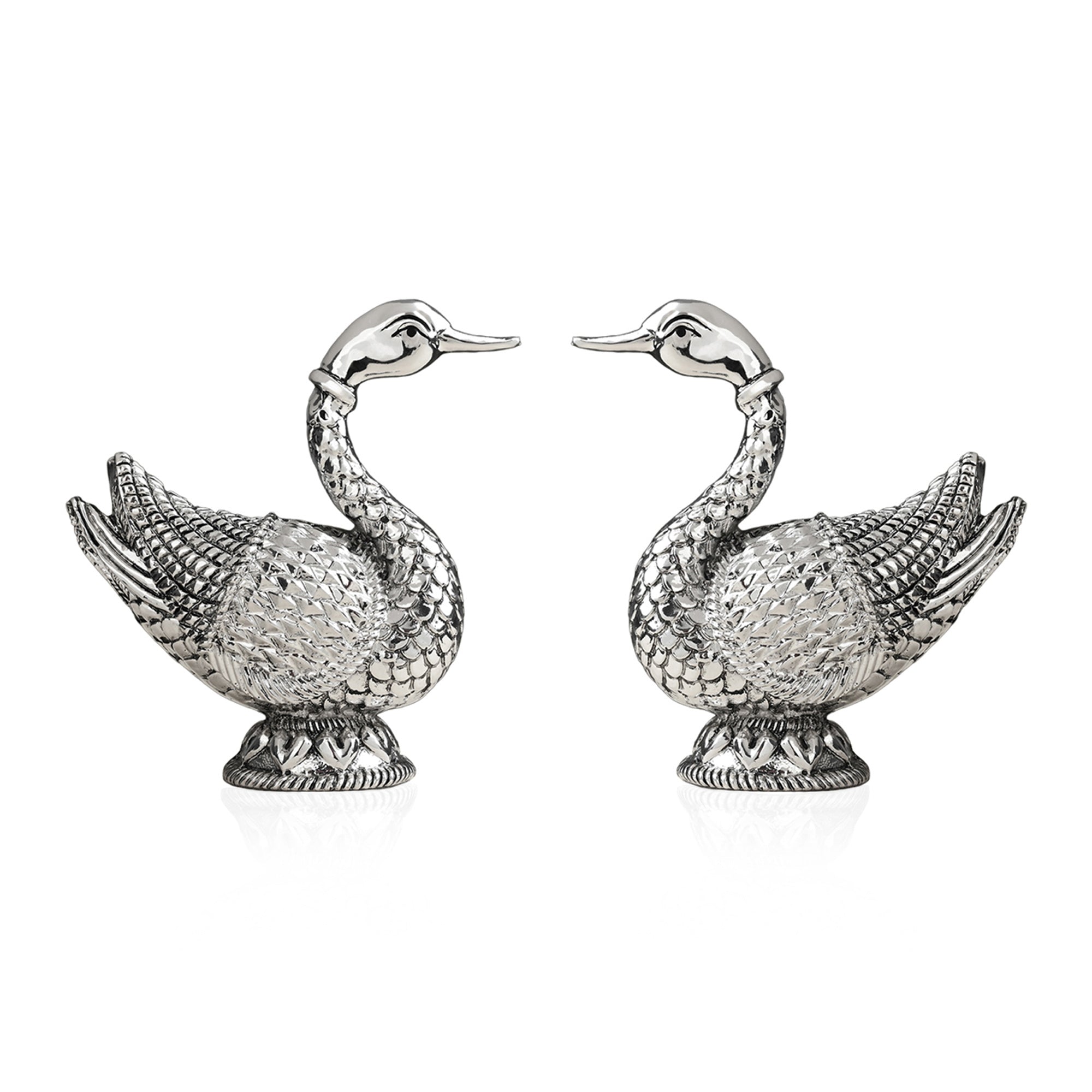 999 Silver Duck Pair Showpiece