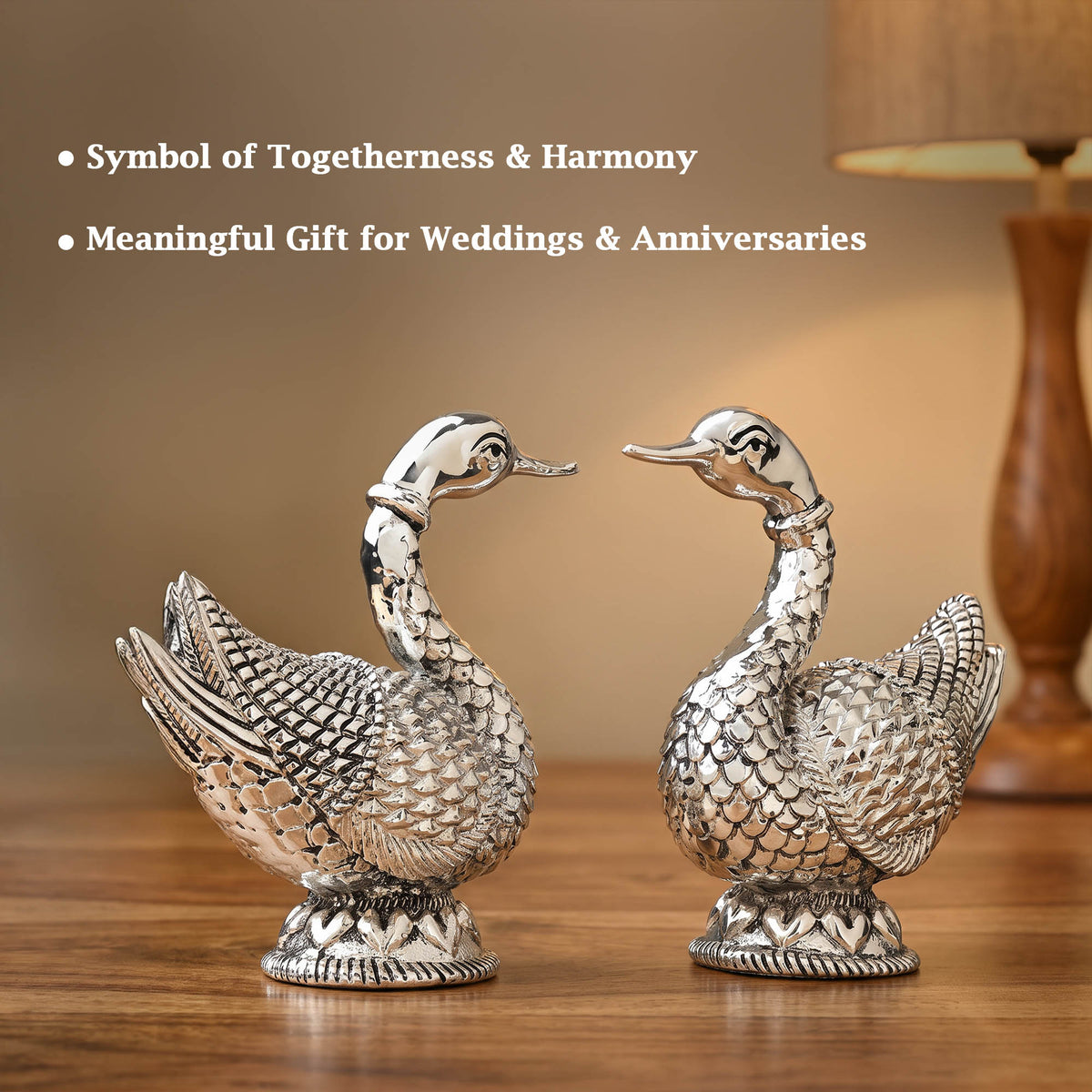 999 Silver Duck Pair Showpiece