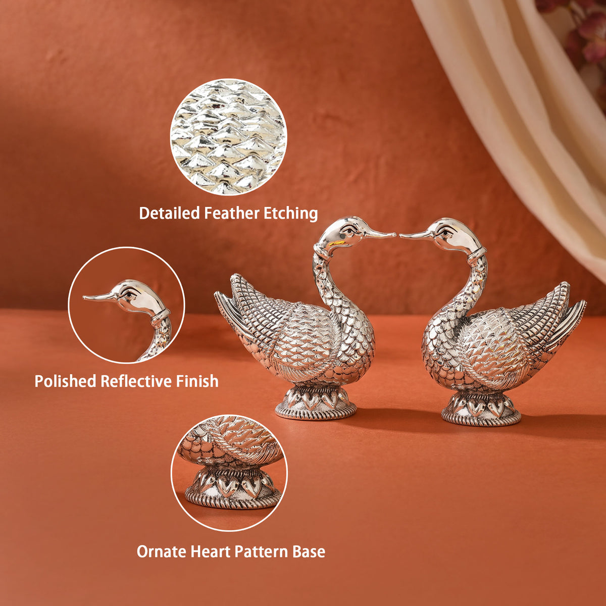 999 Silver Duck Pair Showpiece