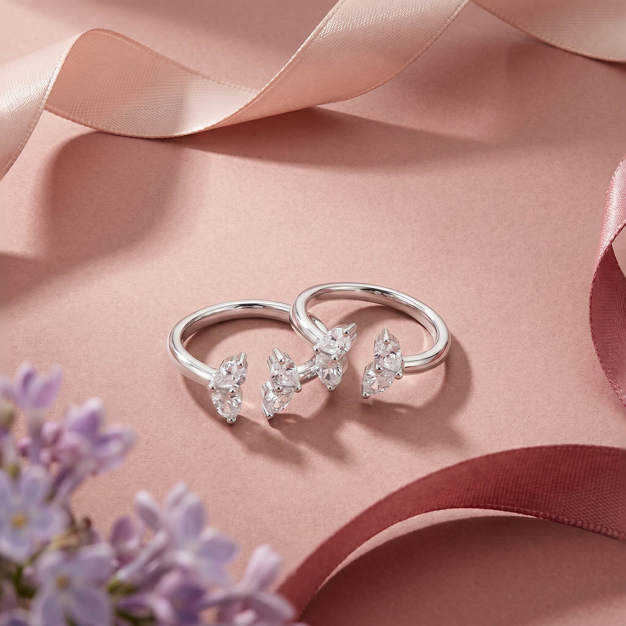 Dual Pear Zircon Open Toe Ring