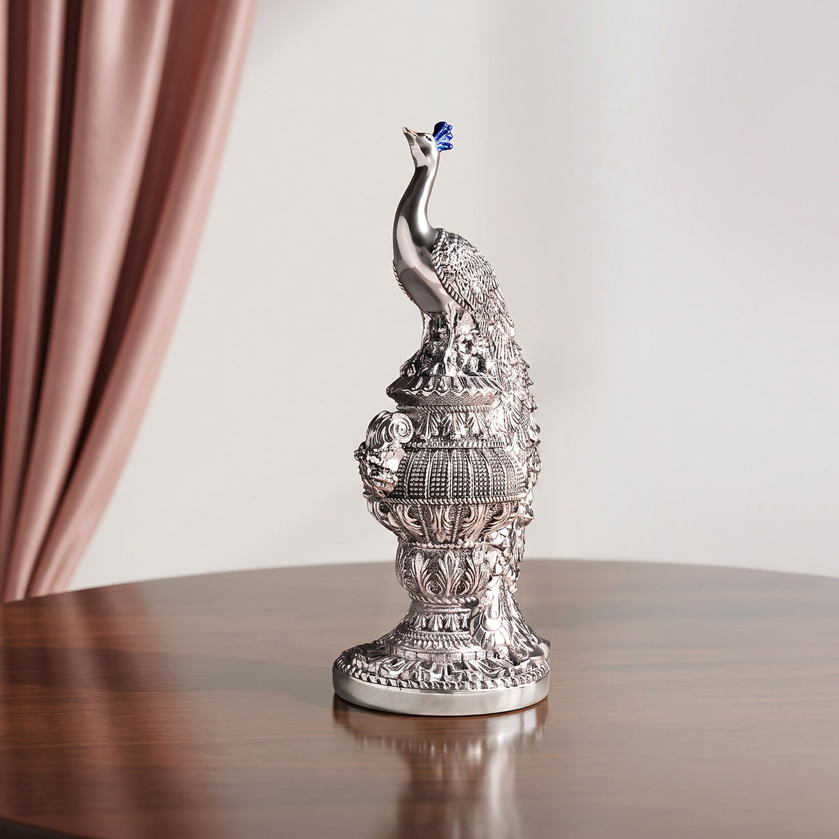 999 Silver Peacock Showpiece