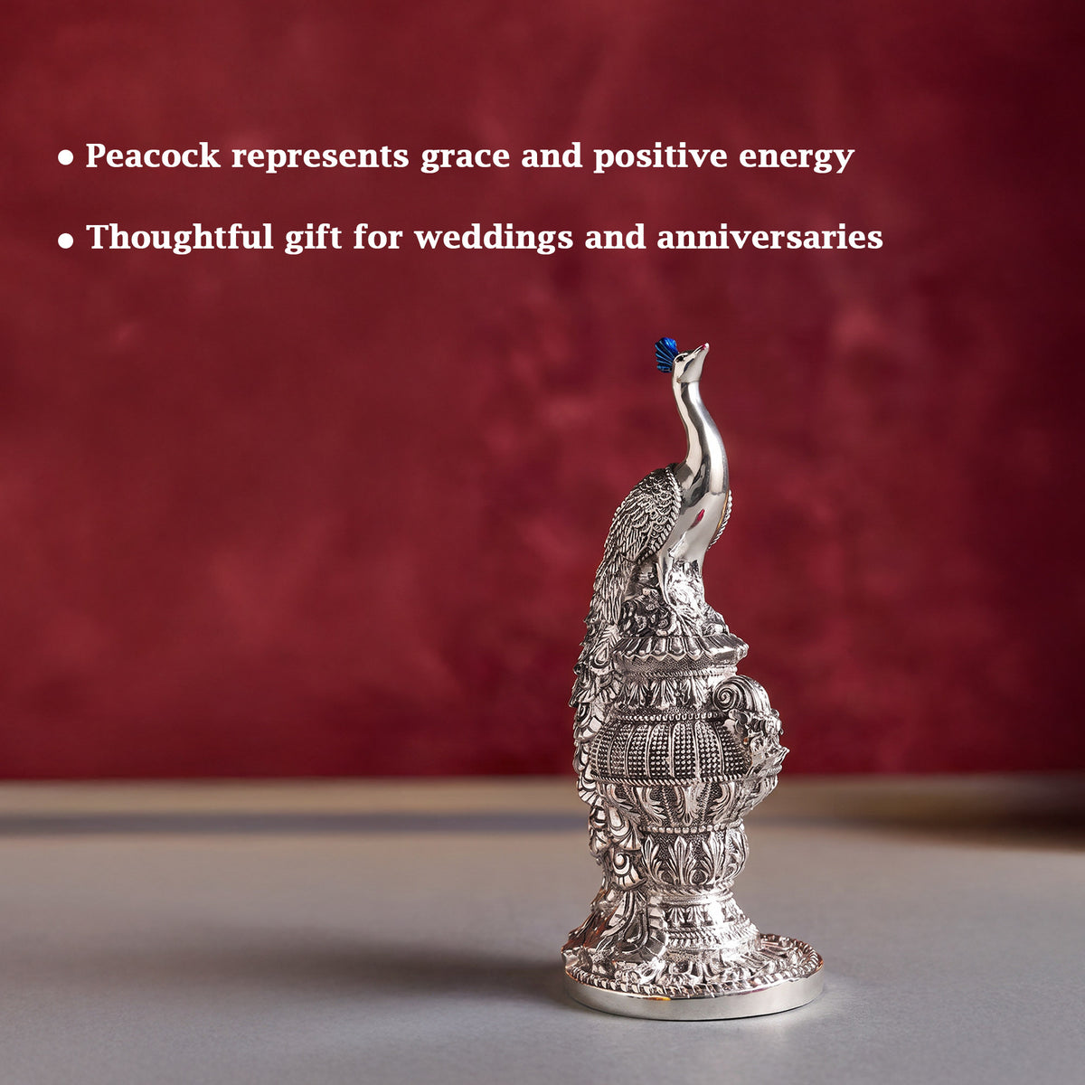 999 Silver Peacock Showpiece