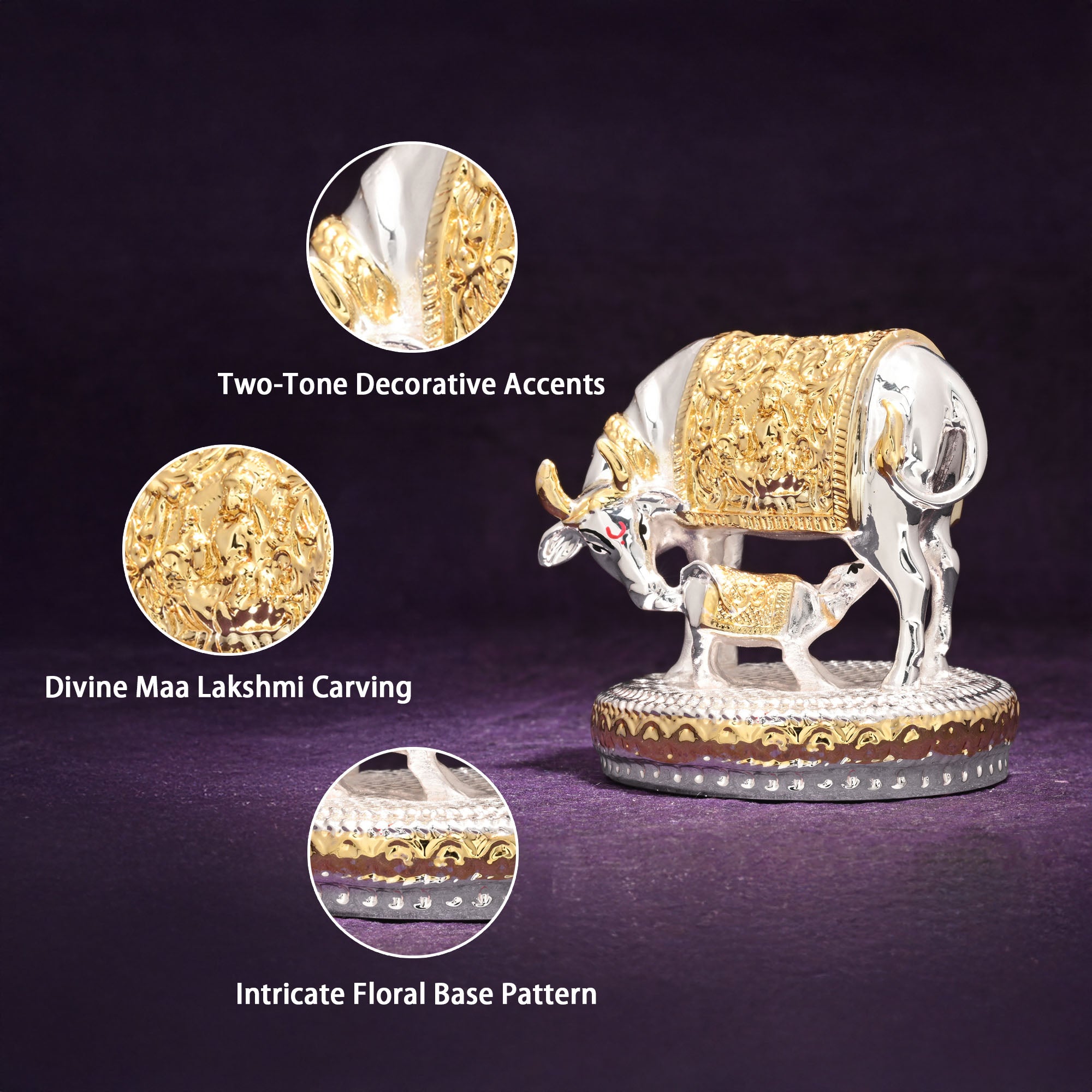 999 Silver Plated Kamdhenu Idol
