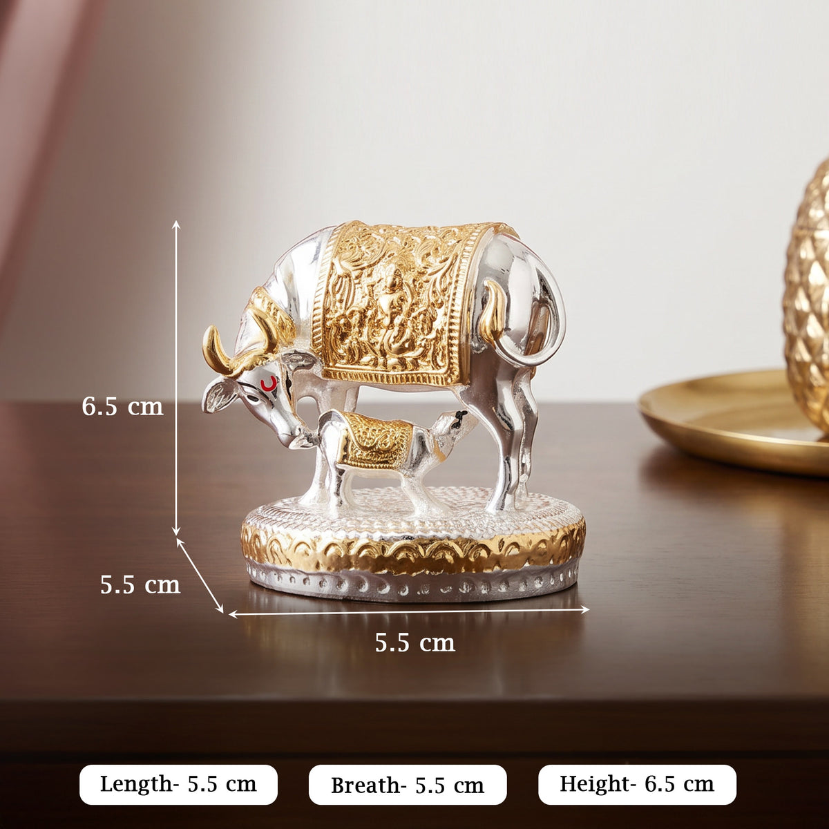 999 Silver Plated Kamdhenu Idol