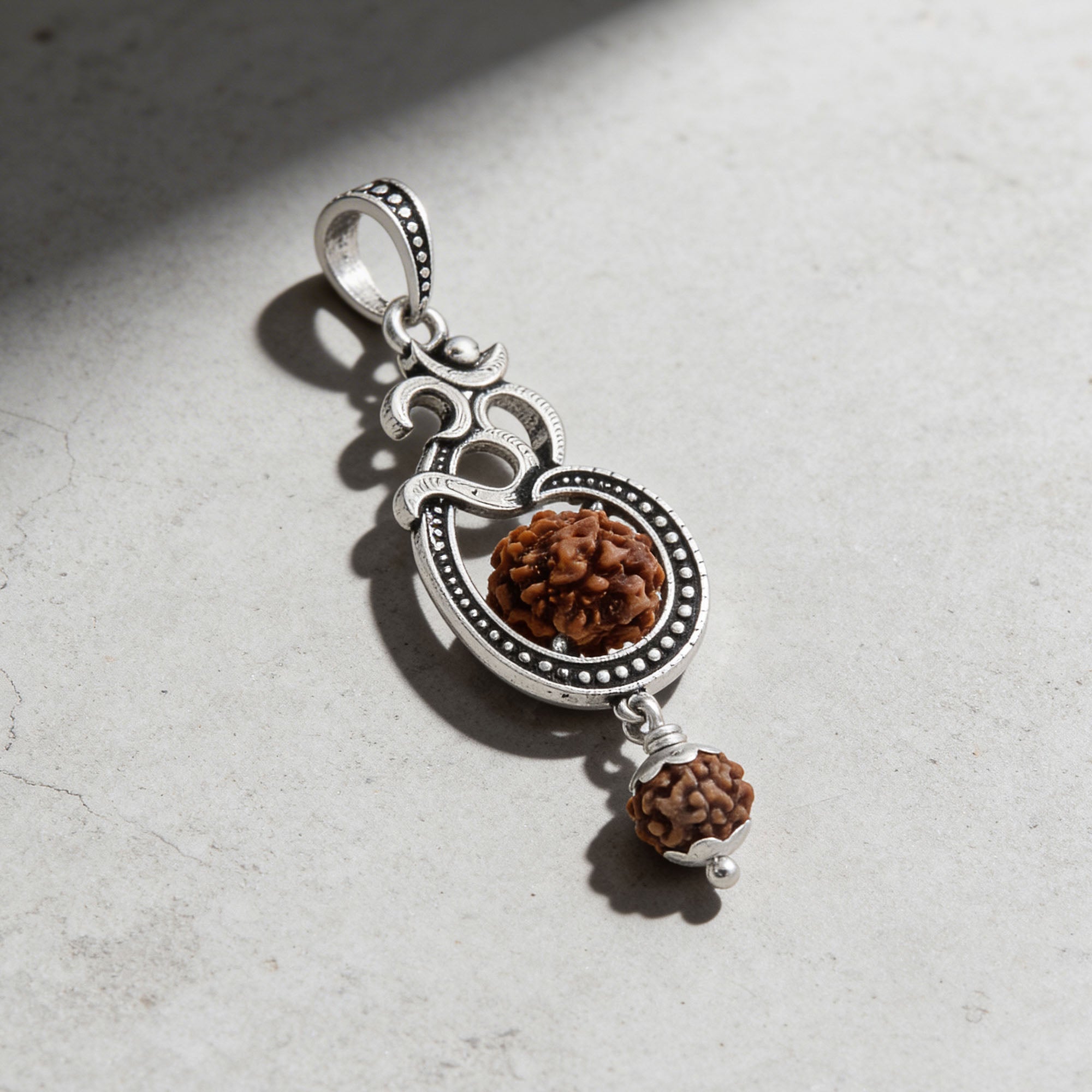 Double Rudraksha Om Pendant