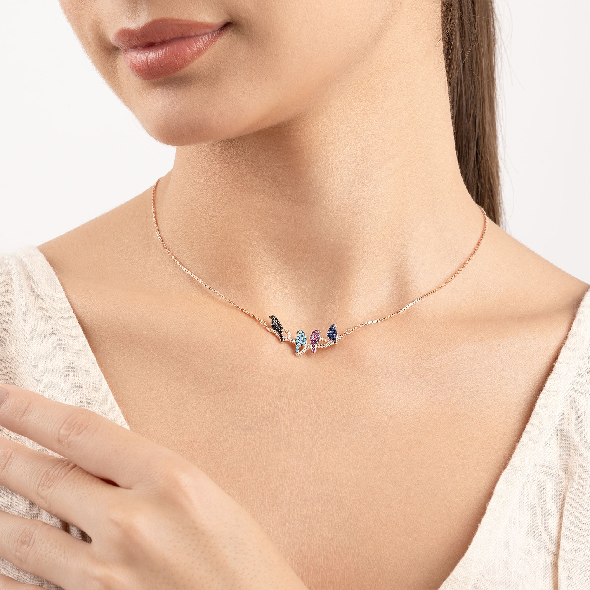 Colorful Bird Charm Necklace